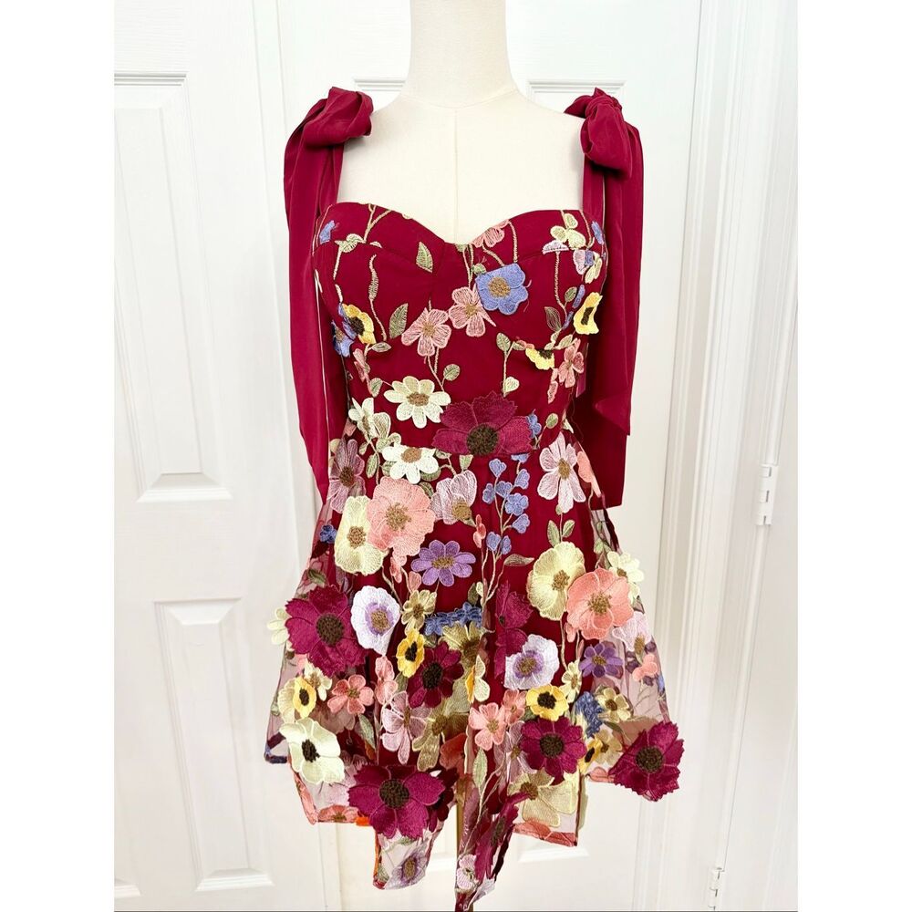 Buddy Love‎ Solstice Carter Bustier Floral Appliqué Embroidered Mini Dress S NWT